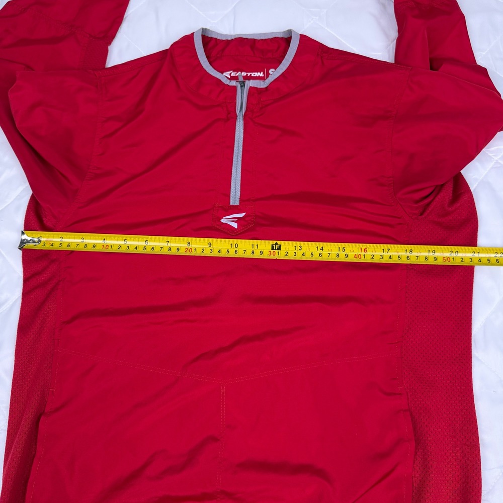 Easton Mens Small Red Baseball Batting Jacket 1/4 Zip Pullover Athletic Wind - Picture 12 of 14